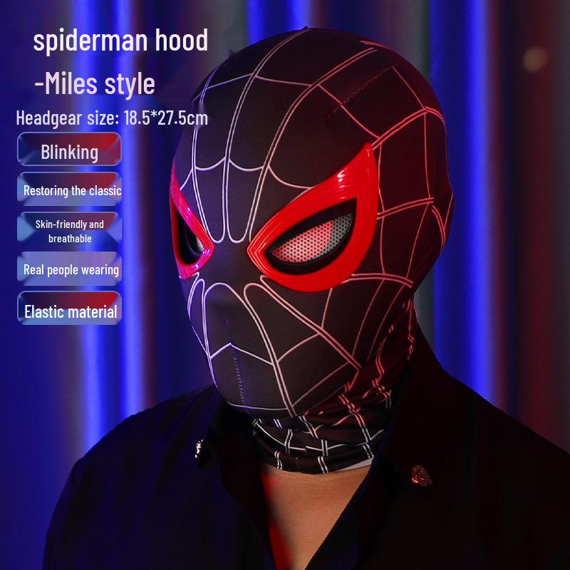 Electrically Blinking Spider-Man Mask with Light-Up Eyes - Perfect for Christmas Cosplay