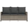 3 Seater Garden Sofa with Cushions & Table Grey Poly Rattan