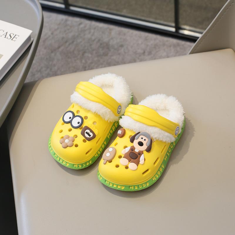 

Winter Kid House Shoes Waterproof Non Slip Home Slippers Boys Girls Plush Warm Soft Light Indoor Garden Shoes Children Slippers 150mm жёлтый