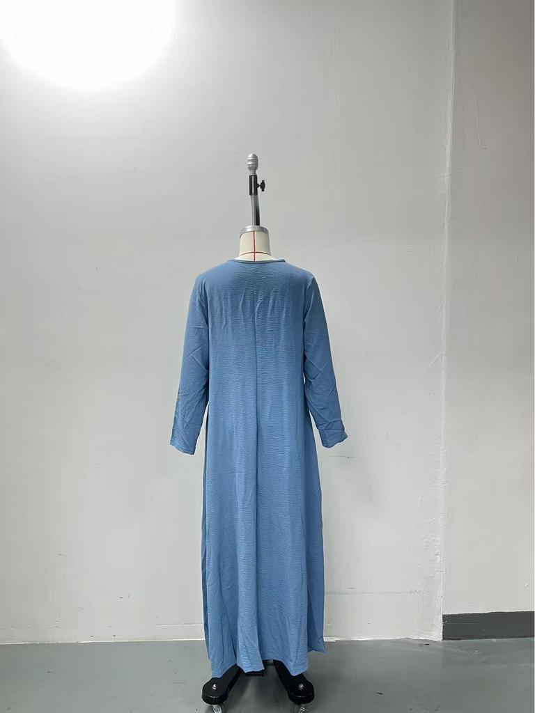 2025 Autumn/Winter Elegant European & American Solid Color Long Sleeve Slimming Maxi Dress