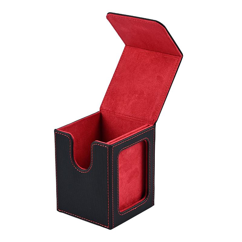 MTG Card Deck Box with Display Window, Trading Card Storage Box, Can Hold 120 + Single Sleeved Cards, Magnetic PU Leather Box