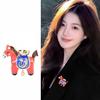 Cute Red Pony Brooch Exquisite Zodiac Horse Brooch Pin For Women Men Temperament Suit Lapel Corsage Accessories New Year Gifts