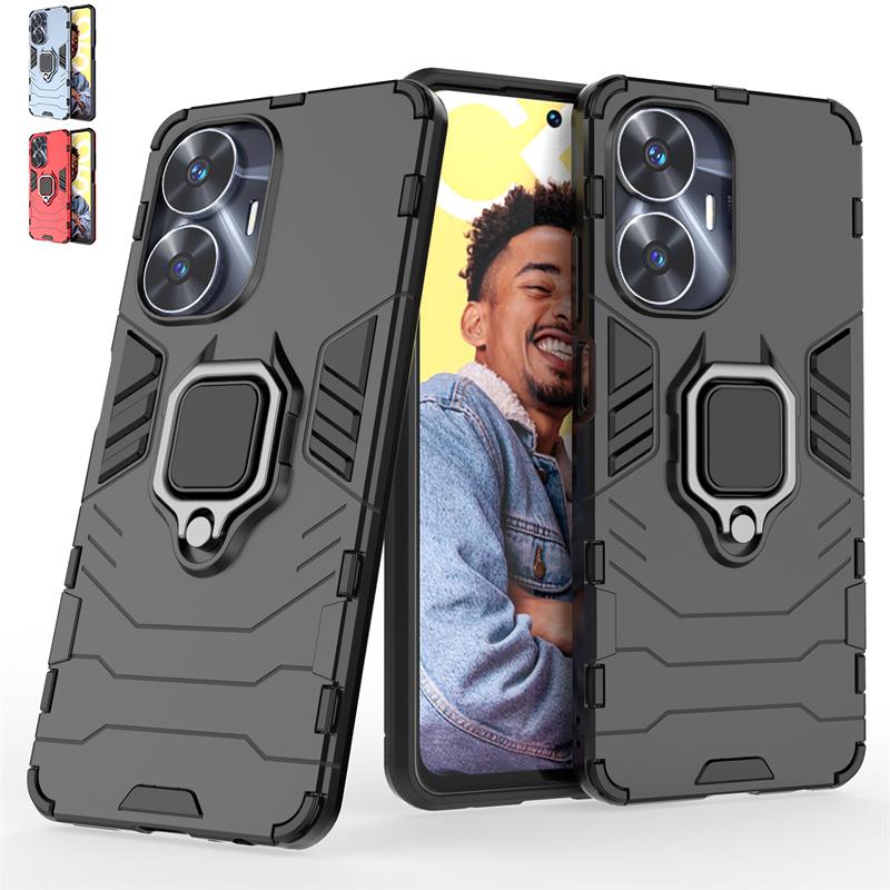 For Realme C55 Case Cover For OPPO Realme C55 Capas Shockproof New PC Stand Magnetic Holder Ring Case For Realme C 55 C55 Fundas