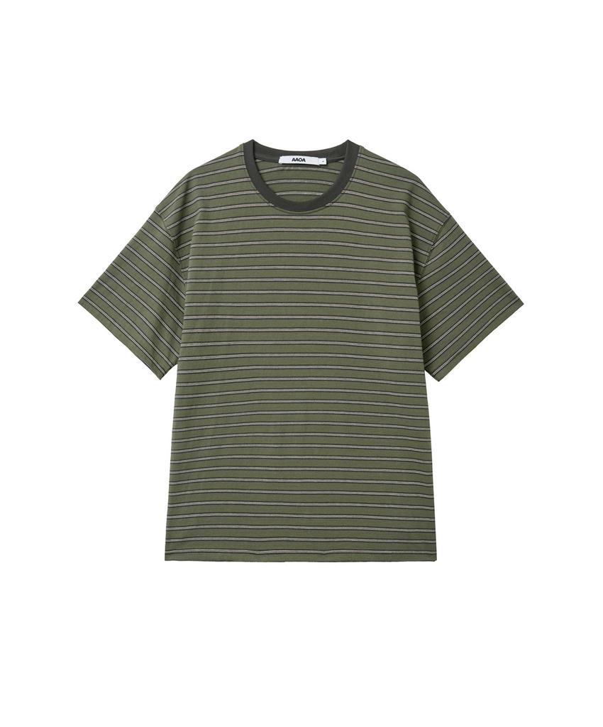 Eieioei Striped Short Sleeve T-Shirt Khaki