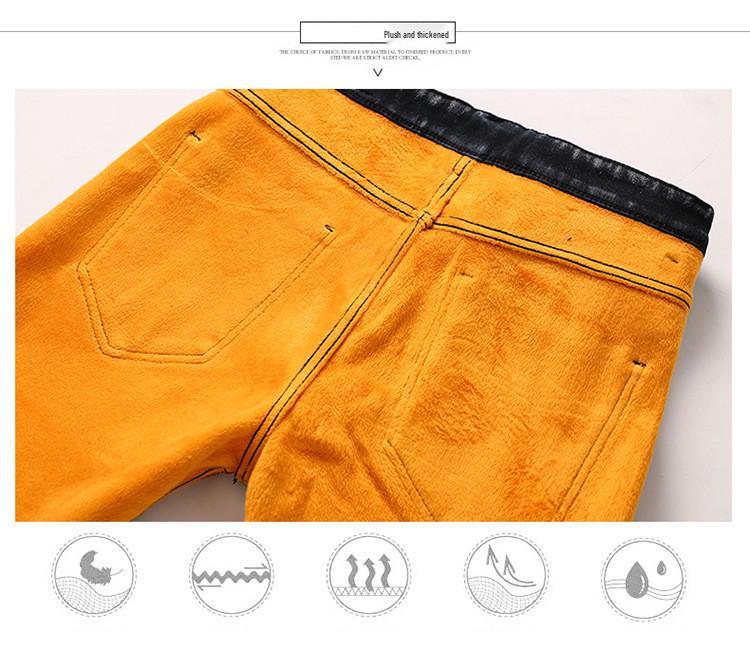 Men's Slim Fit Velvet-Enhanced Jeans - Boys' Autumn/Winter Casual Korean Style, Thickened and Trendy for Students.