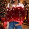 Women's Christmas Print Long Sleeve Shirt Elegant Casual Holiday Top
