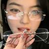 1/2Pcs Simple Rimless Eyeglasses New Transparent Square Shape Glasses for Women Men Blue Light Blocking Silver Gold Eyewear