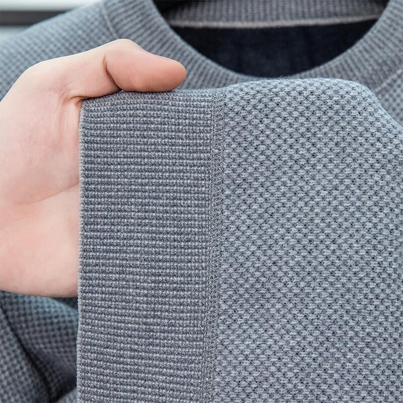 Lanweilong Men's Winter Fleece-Lined Chenille Round Neck Sweater