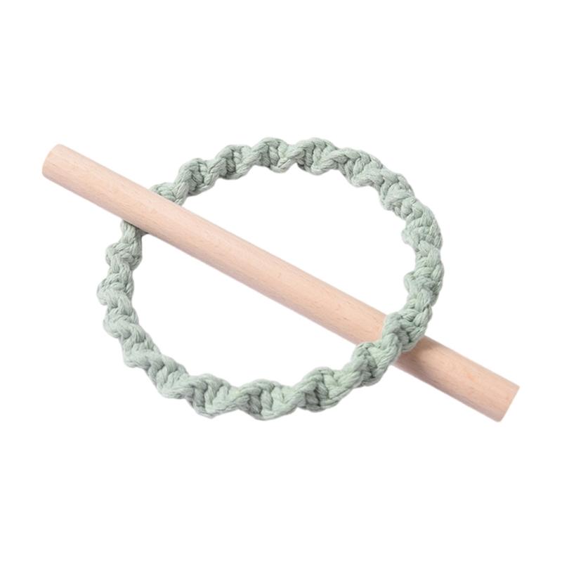 6Pcs Set Nordic Solid Wood Stick Thick Cotton Rope Simple Binding Rings Bedroom Living Room Decoration Curtain Buckles