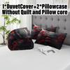 3pcs Duvet Cover Set Without Core 1 Quilt Cover + 2 Pillowcases Soft and Machine Washable Skull Design Bedding Set for Bedroom,