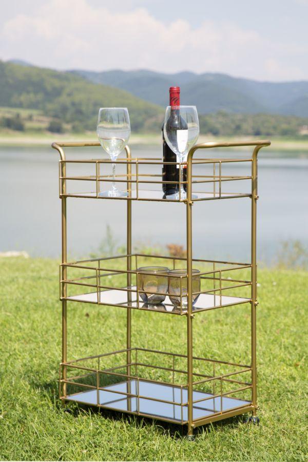Glam Retro Trolley. Cm 60X30,5X80