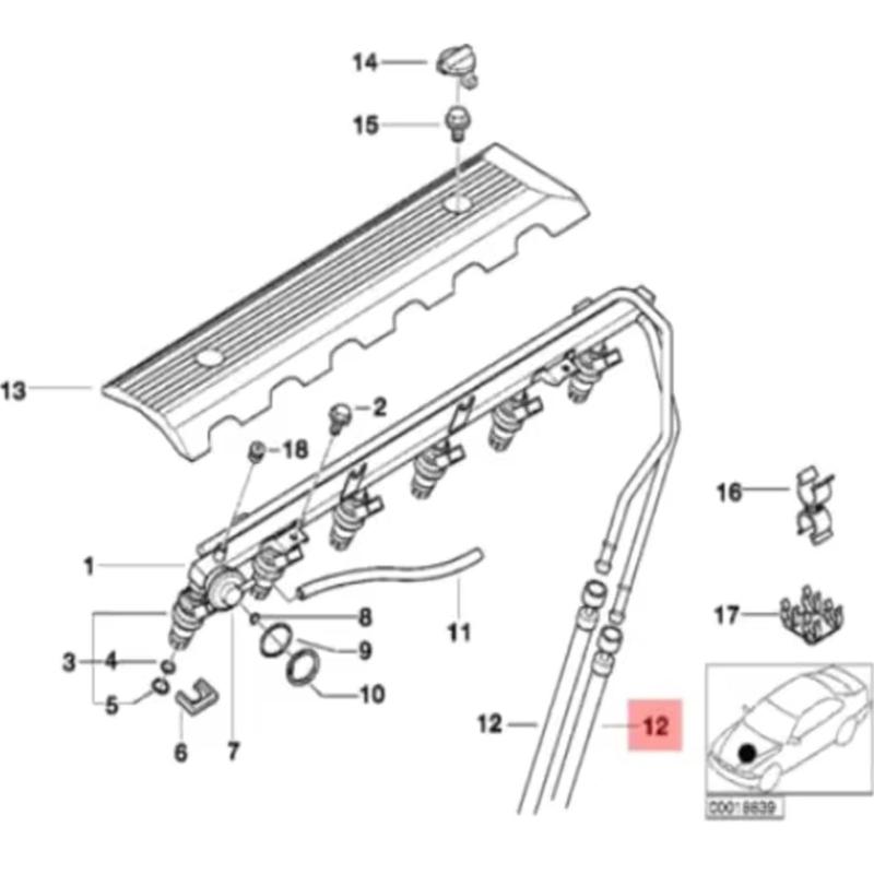 Car Fuel Hose Intake Pipe for E46 E83 320i 323Ci 323i 325Ci 13537548987 7548987 Replacement Fuel Rail Line