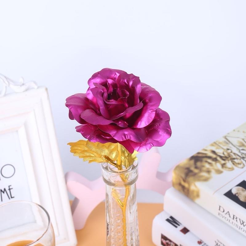 Fashion Romantic 24K Gold Plated Golden Rose Flower for Valentine's Day Lovers' Gift