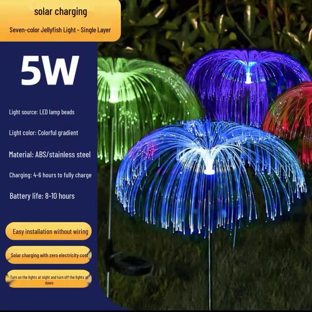 LED Solar Jellyfish Lamp: Seven-Color Stainless Steel Waterproof Outdoor Garden Light