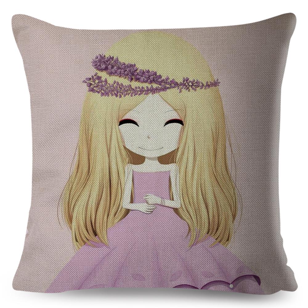 Dreamy Scene Illustrated Cushion Cover Umbrella Flower Soft Background Art Print Soft Square Pillow Modern Home Decor xcm