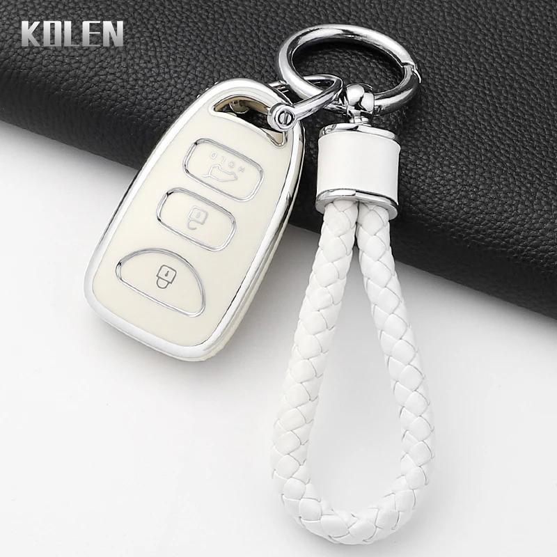 Fashion Tpu Car Key Case Cover For Hyundai Kia Tuscon Elantra Rio Sportage Rondo Accent Protected Shell Keychain Fob Accessories