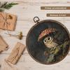 XBBMGG Dark Academia Woodland Owl Wall Art Decor, Whimsical Cottagecore Owl Mushroom Round Wall Hanging Decor, Wildlife Bird Framed Canvas Prints for