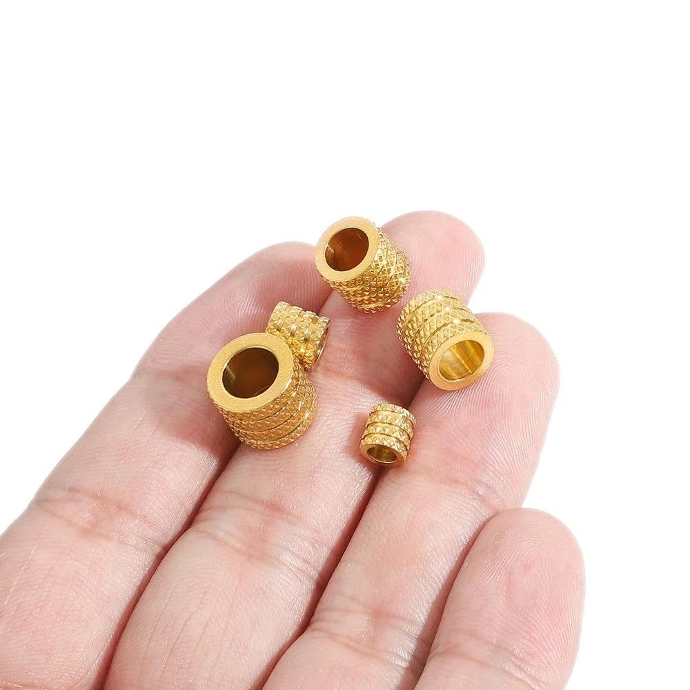 10Pcs Stainless Steel Big Hole Cylinder Loose Spacer Beads Charms for DIY Jewelry Making Bracelets Necklaces Findings Wholesale