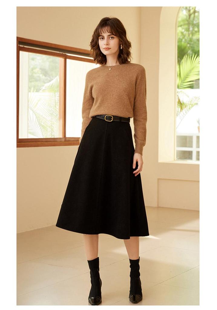 Women's Pure Cashmere Loose Round Neck Sweater - Autumn/Winter 2023 Base Layer Pullover