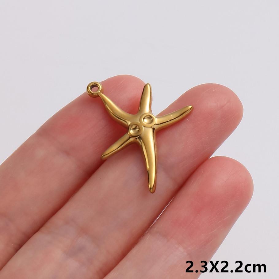 5pcs/Lot Gold Color Exquisite Sea Animal Charm Shell Tortoise Stainless Steel Pendants For Jewelry Making Supplies Beach Pendant