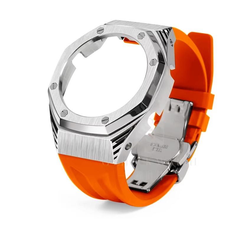 

GA-2100/2110B2100/ Для Casio Дуб Фермерський Модифіковані GM2100 Серія Сталевий Корпус Фторгумовий Ремінець Аксесуари GM-2100 GBM-2100