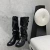 Coarse heel belt buckle knight boots long boots women's autumn and winter new design high boots show legs long boots