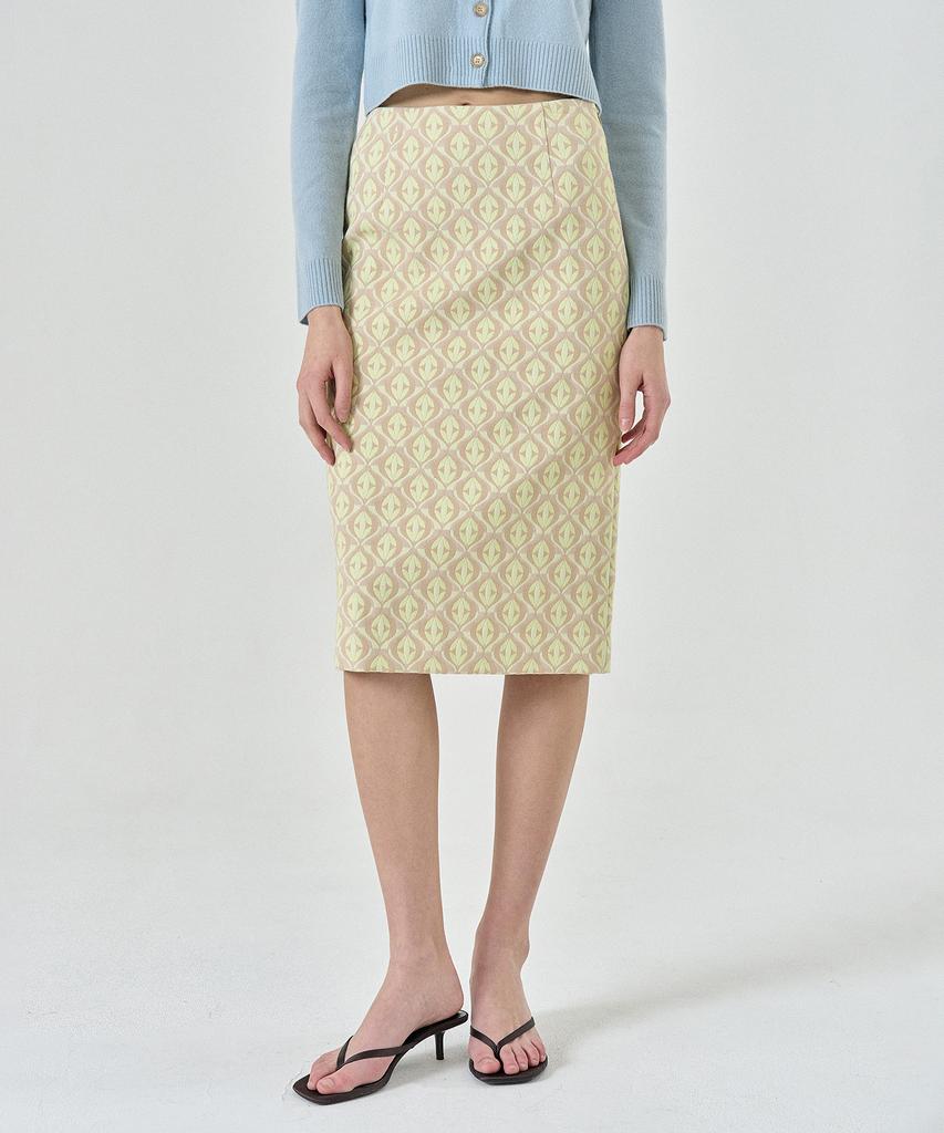 Pilot Breco Jacquard Midi Skirt (Beige)