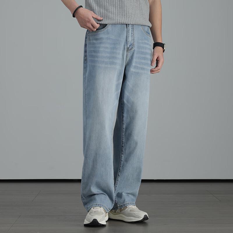 PLAYBOY Men s Summer Thin Tencel Blend Loose Straight Jeans 32A