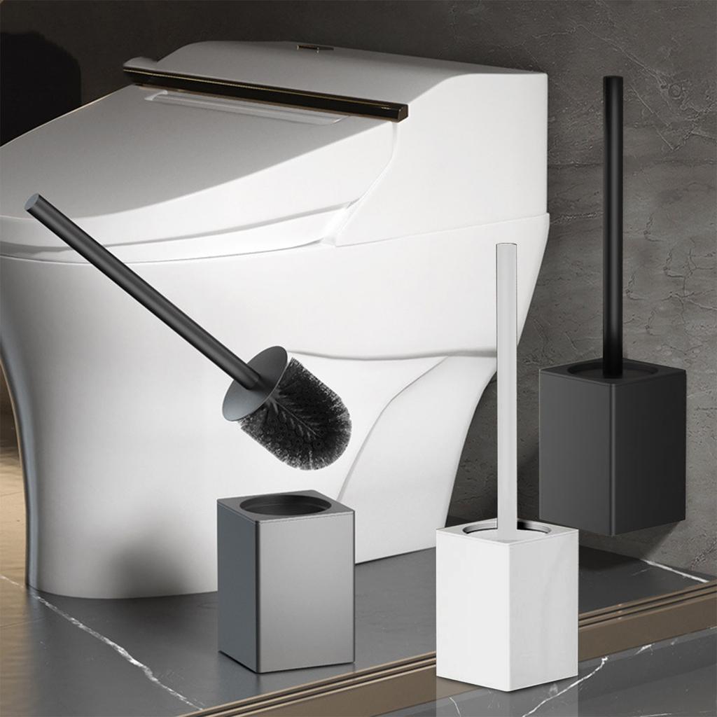 Toaletní kartáč Deluxe s nerezovým štětcem na toaletní mísy Moderní a kompaktní kartáč na čištění toalet Štětiny s dlouhou rukojetí pro čištění koupelny