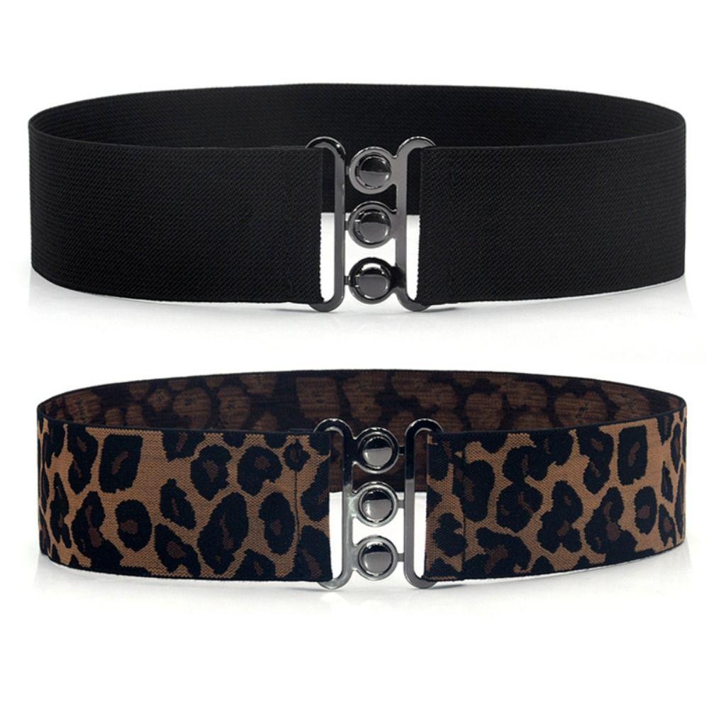 Fashion Cinch Stretch Dress Cummerbands Wide Elastic Belt Waist Band Metal Buckle Waistband