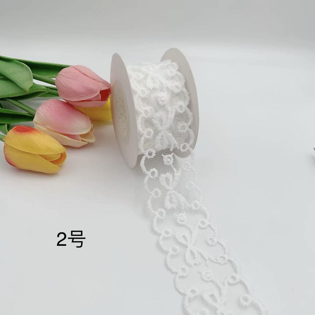Off White Embroidery Flower Trimmings for Clothing, DIY Sewing Lace Fabrics, Wedding Dresses, Sewing Accessories, 5Yards