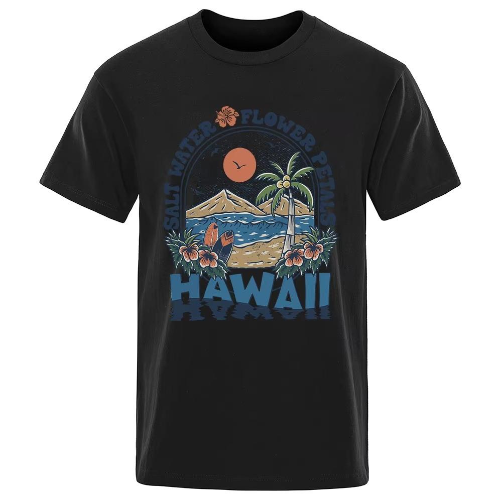 Hawaii Beach Palm Tree Surfboard Flower Salt Water T-shirt XXXXL