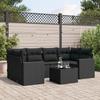 VidaXL Garden Lounge Set 7 Pcs with Cushions Black Wicker 3218705