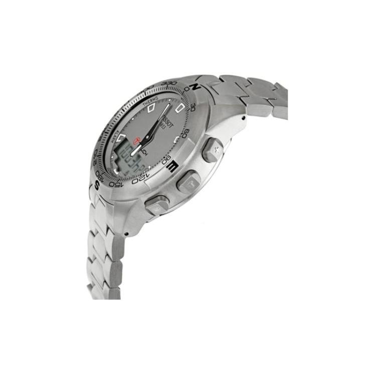 Tissot T Touch Quarzwerk Herrenuhren Uhr 43,3 mm Graues Zifferblatt Edelstahlgehäuse T047.420.11.071.00