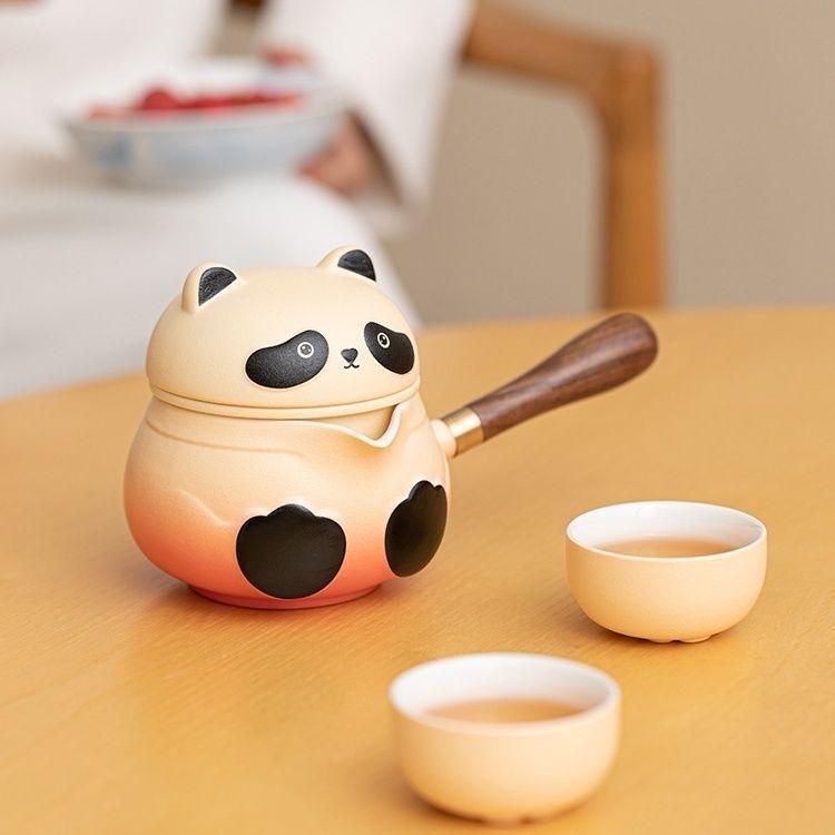 Panda Companion Ceramic Travel Tea Set for Outdoor Camping