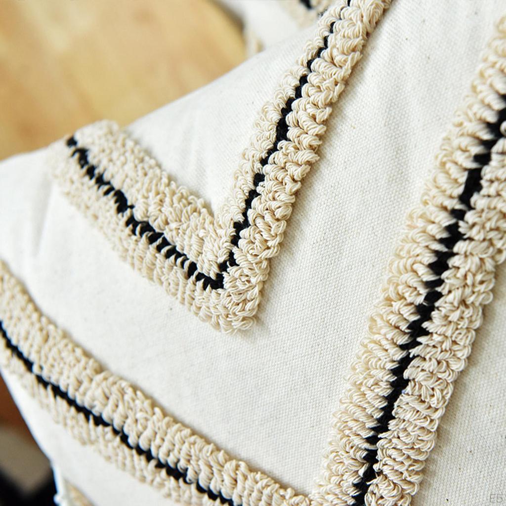 Embroidery Woven Tufted Cushion Quilted Pillow Case Cover for Sofa Bed Decor