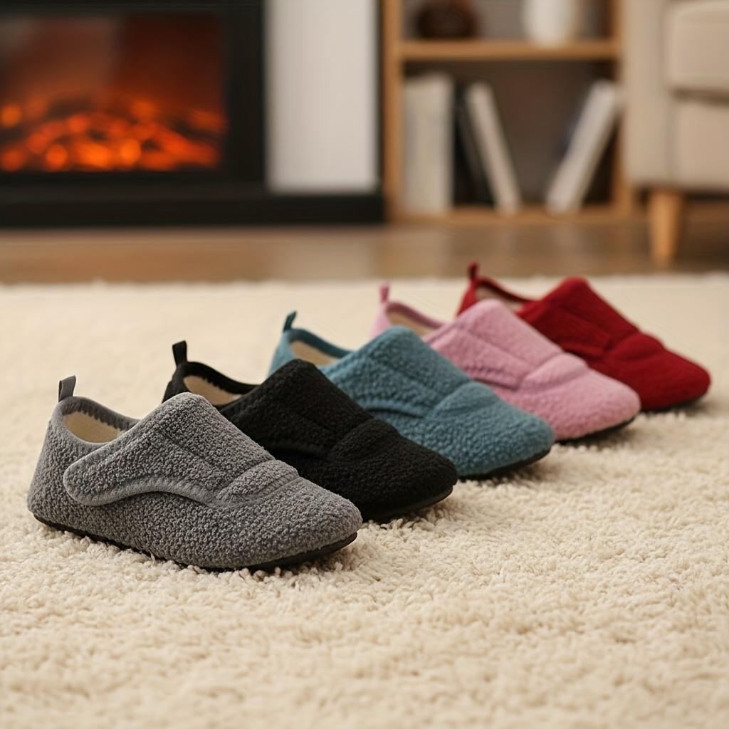 Chaussons d'intérieur d'hiver doublés de peluche pour femme - Pantoufles à enfiler douces doublées de peluche avec , Doublure intérieure douillette en peluche toutes saisons, Chaussures d'intérieur décontractées