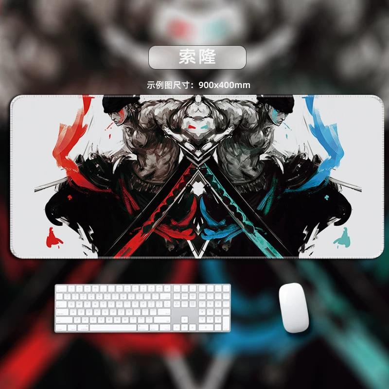 One Piece Leather Mouse Pad Oversized Small Office Gaming Keyboard Pad Desk Pad Bristle Bracelet Monkey D. Luffy Roronoa Zoro Decorative Desk Mat