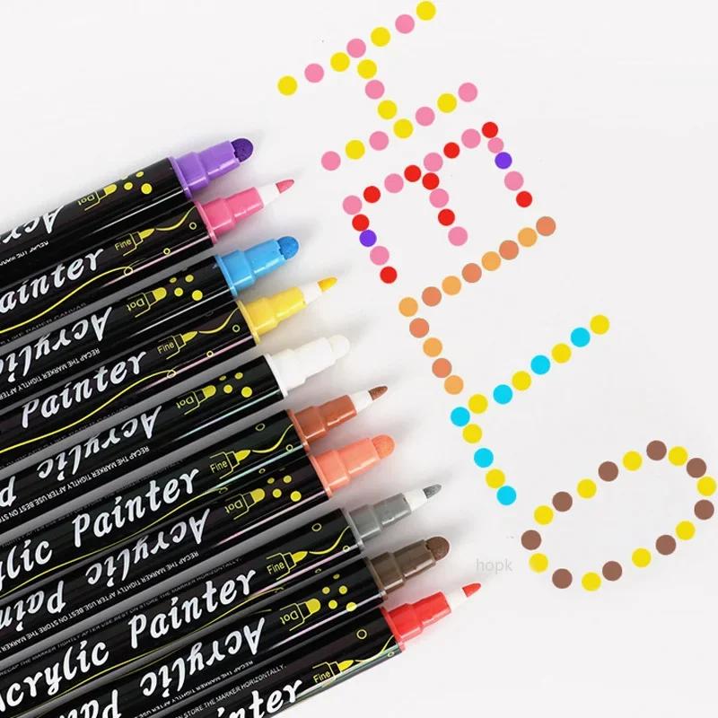 36 Colors Dual Tip Acrylic Pens Markers for Wood Stone Rock Painting Glass Ceramic Surfaces Student Stationery Supplies