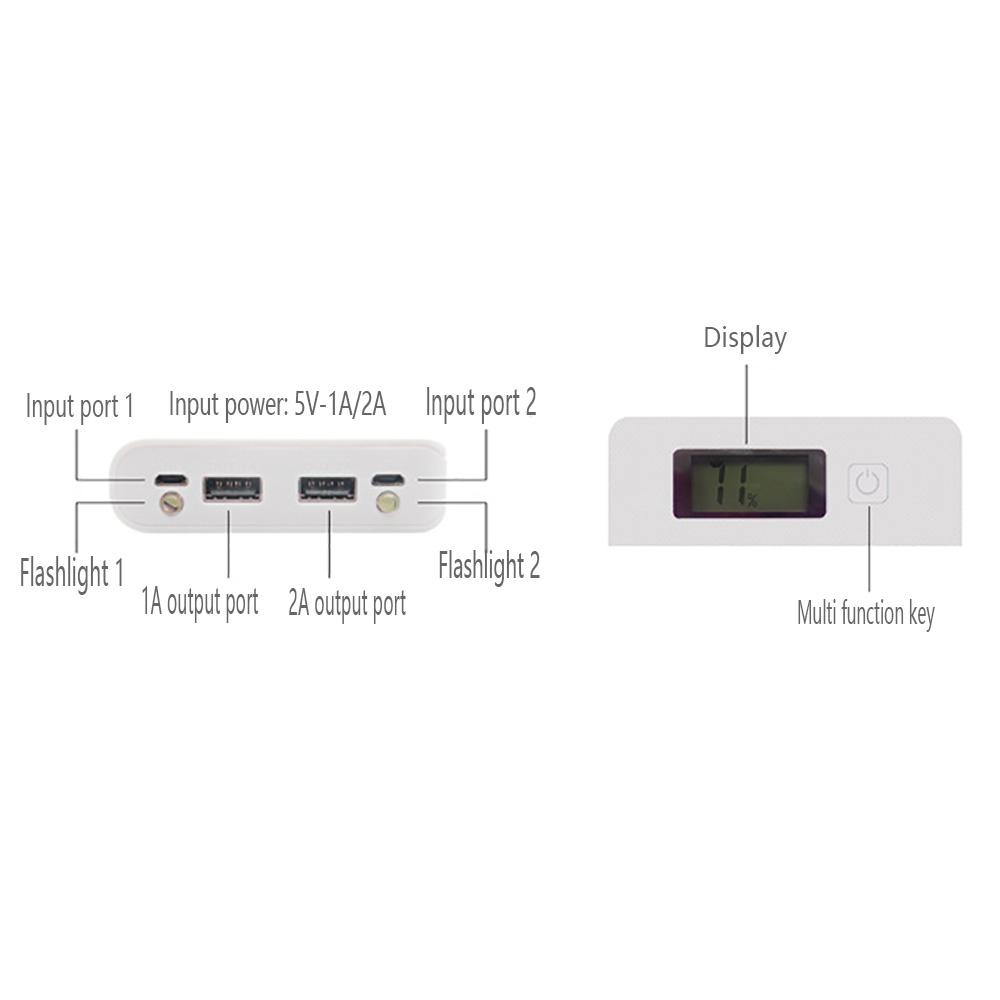 Battery Power Bank Shell Box LCD Display Dual USB For 8Pcs 18650 Batteries Case