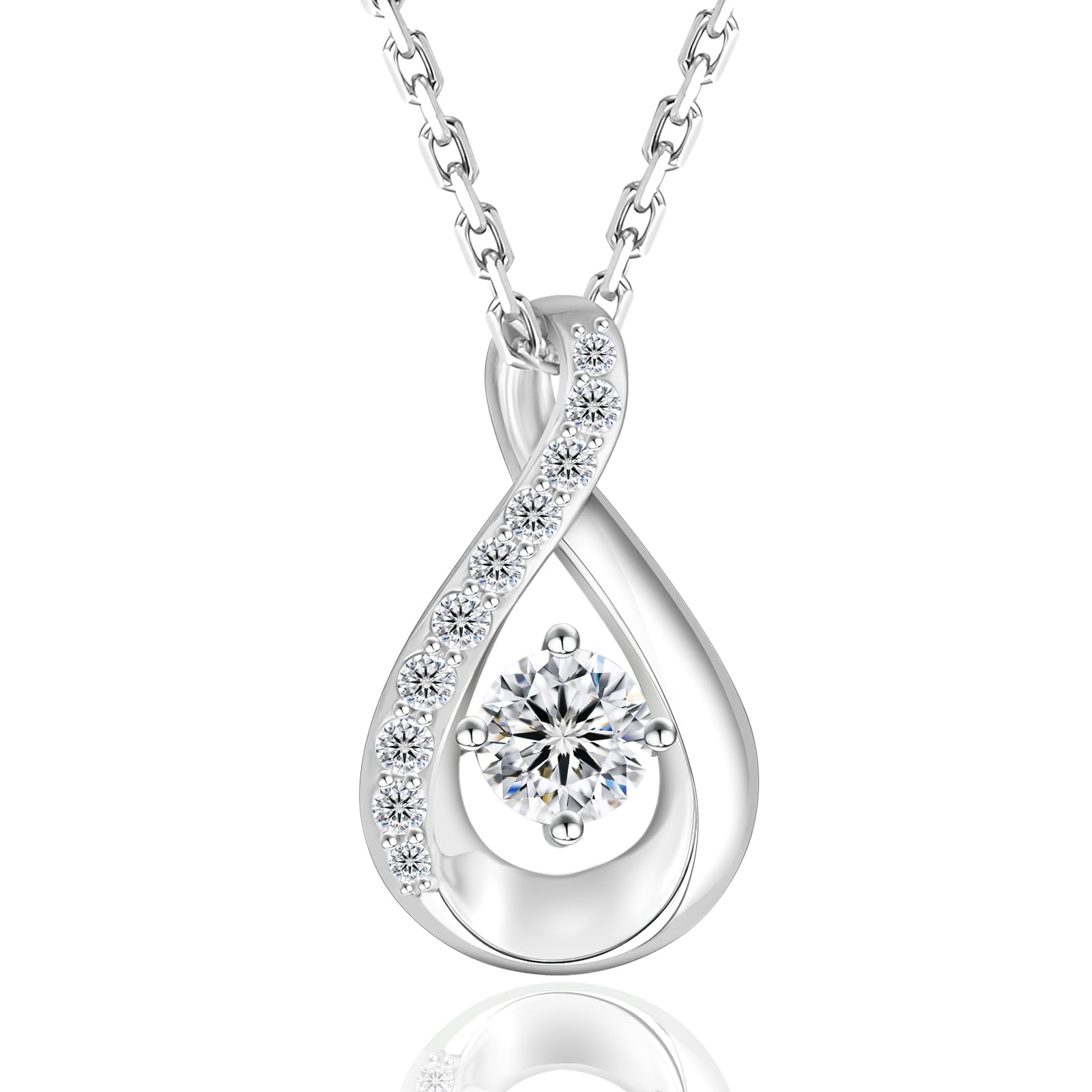 

Necklace Silver Moissanite Pendant S925 Metal Hypoallergenic Adjustable Length Necklace Shizuku Motif Bringing Money Luck Gift [KRKCLIFE] Women s
