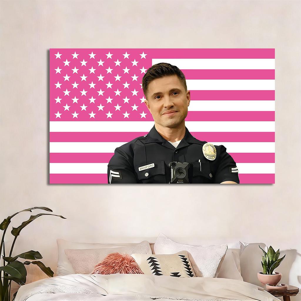 The Rookie T-Tim Bradford Pink American Flag Tapestry, Aesthetic Wall Hanging, Room Decoration for Fans