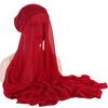 1Pc Muslim Shawl Scarf Chiffon Hijab Breathable Turban Head Wrap Women Solid Color Polyester With Inner Cap
