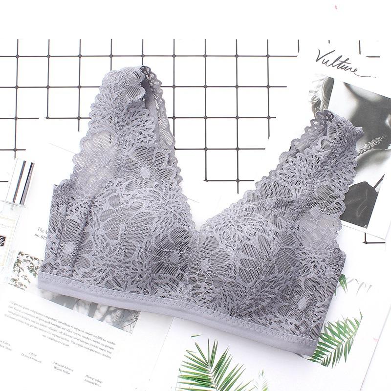 Manufacturer wholesale new vest lace bra without steel ring gathering small chest underwear comfortable thin cup