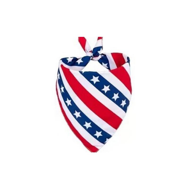 Red White Blue Pet Bandana Reusable Washable Dog Scarf for Independence Day Holiday Party Pet Accessories