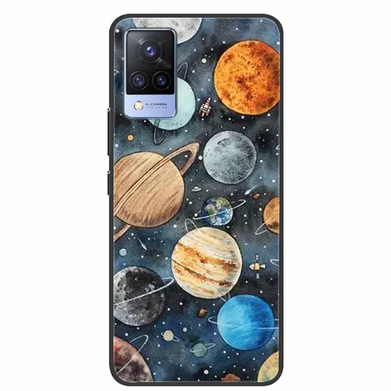 For Vivo S9 V21 V21e Case Black Silicone Back Cover Case For Vivo V21 S9 V21e Phone Cases Cover V 21 e S 9 Funda Coque Cartoon