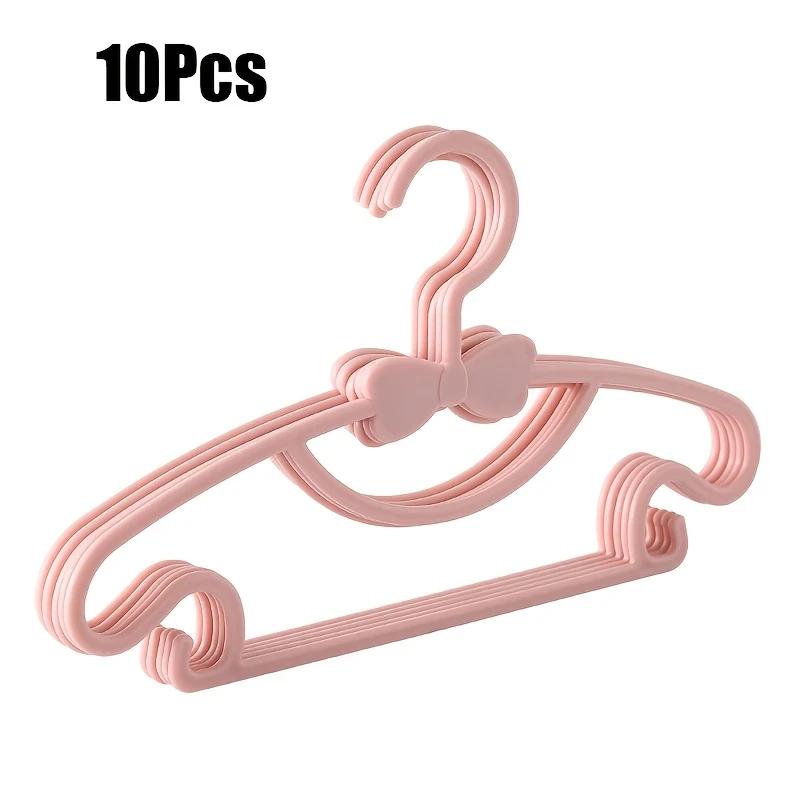 10Pcs Balcony Windproof Children's Clothes Hanger, Household Plastic Clothes Support, Thick Bow Tie Clothes Hanger