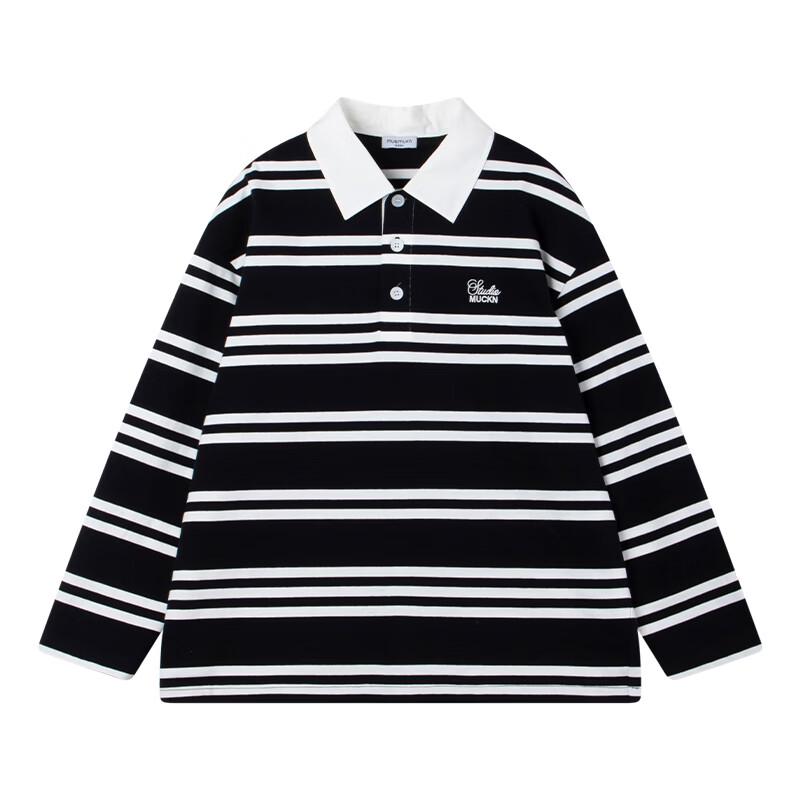 Mucmukn Kids' Retro Faux Two-Piece Striped Polo Shirt