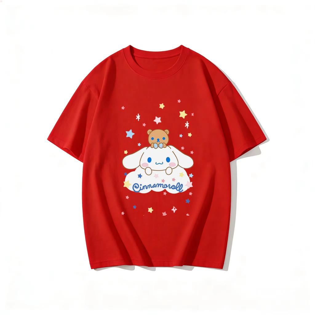 2026 Cinnamoroll Tee Soft Cotton Short Sleeve Crew Neck Cute Print Lightweight Summer Top for Women Daily Casual Wear