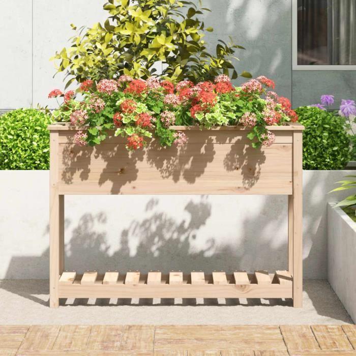 VidaXL Jardinière avec étagère 111,5x34,5x81 cm Bois massif de pin 823766